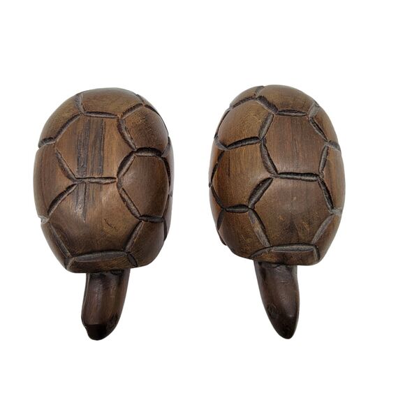 Two (2) Hand Carved Monkeywood Turtles Tortoises Wooden Figurines 5" - Picture 3 of 8